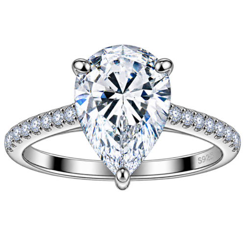 2CT teardrop-shaped 7×10mm moissanite ring for women, 925 sterling silver, pear-shaped diamond ring