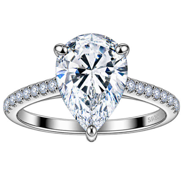2CT teardrop-shaped 7×10mm moissanite ring for women, 925 sterling silver, pear-shaped diamond ring