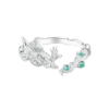 Conch Open Ring Inlaid Green CZ Ocean Series Adjustable Rings