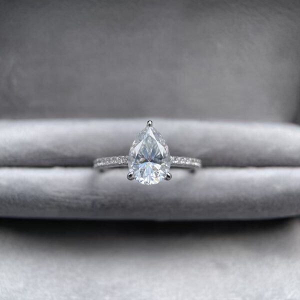 2CT teardrop-shaped 7×10mm moissanite ring for women, 925 sterling silver, pear-shaped diamond ring